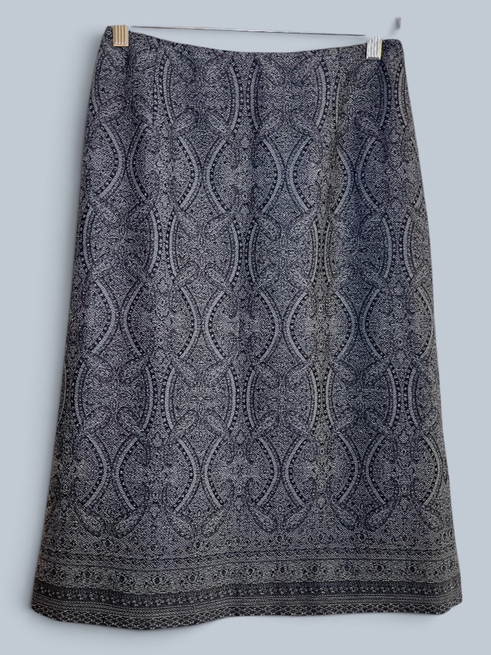 Pendleton Vintage 100% Virgin Wool Crepe Midi Skirt Gray Geometric Print 6P